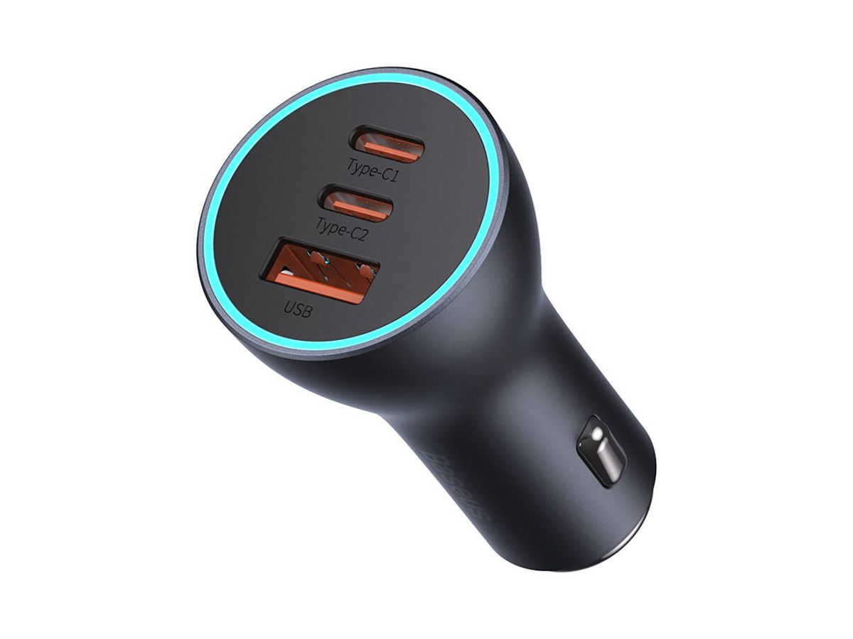 Baseus Triple Car Charger 65W Dark Gray