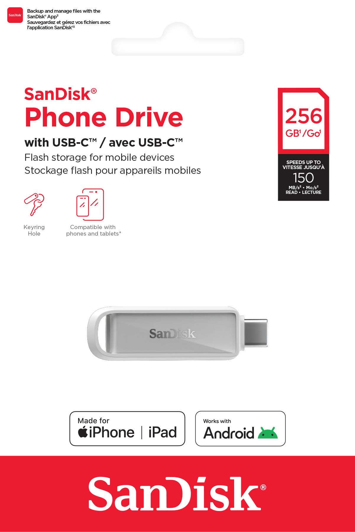 SanDisk Phone Drive USB-C 256GB weiss