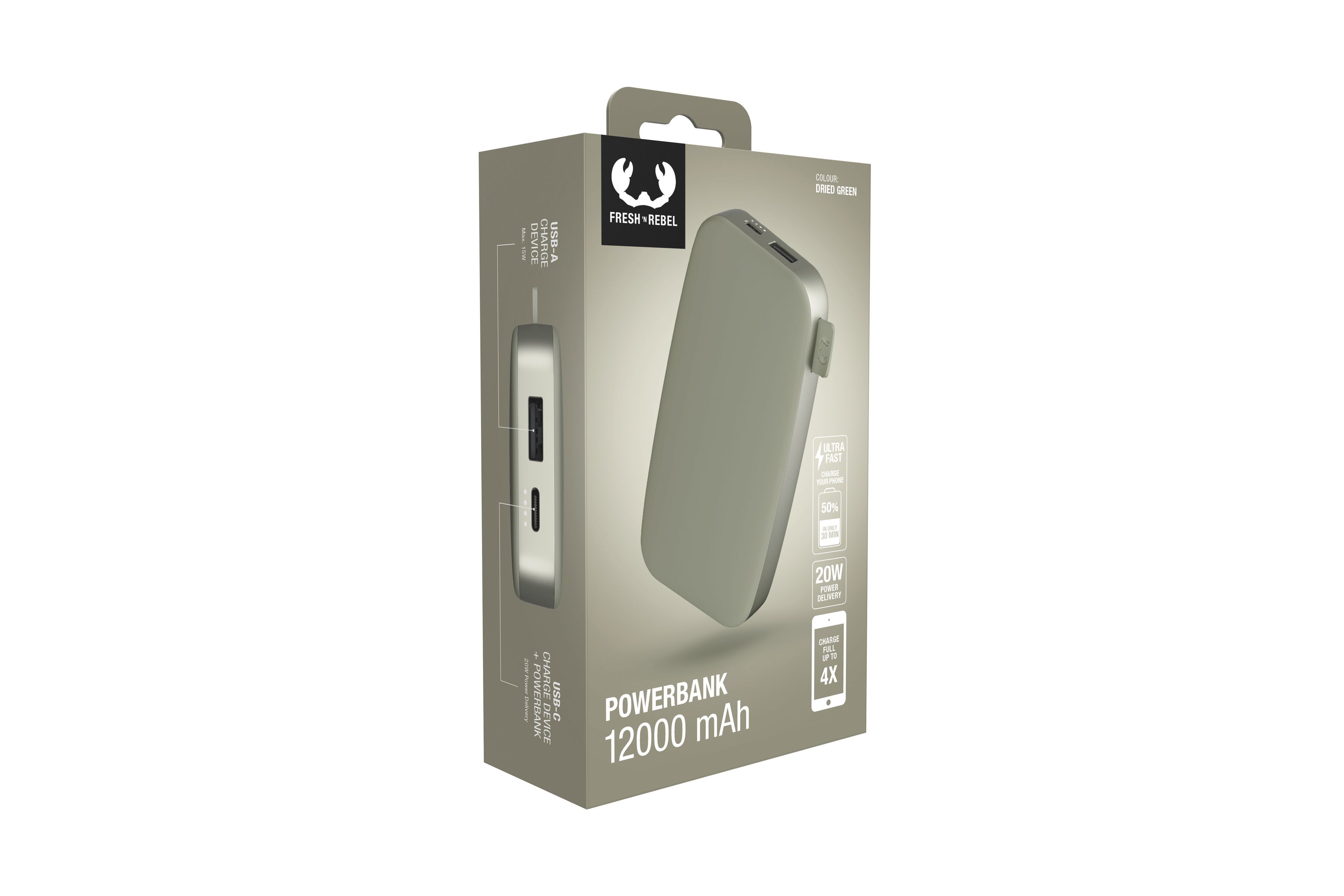 Fresh 'n Rebel Powerbank 12000 mAh Green