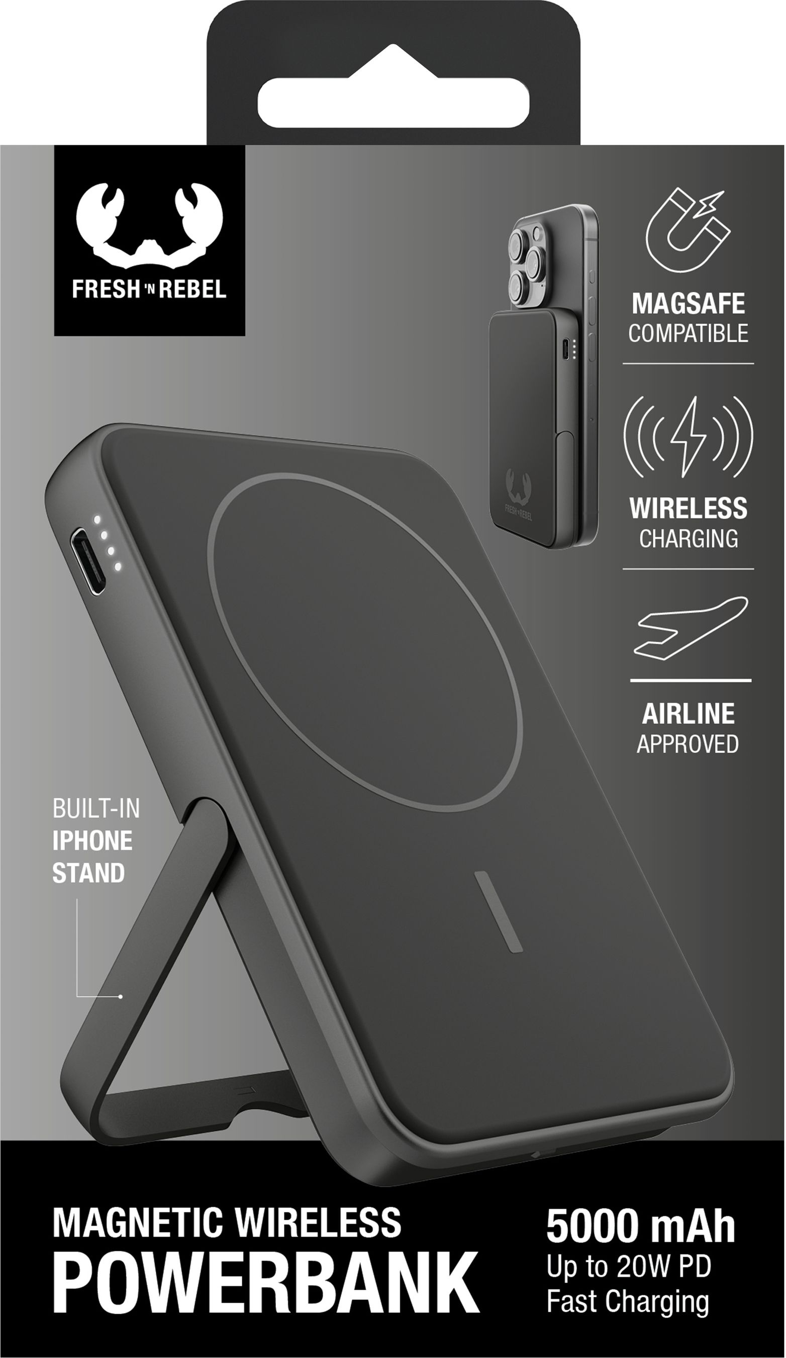 Fresh 'n Rebel Powerbank 5000 mAh Grey