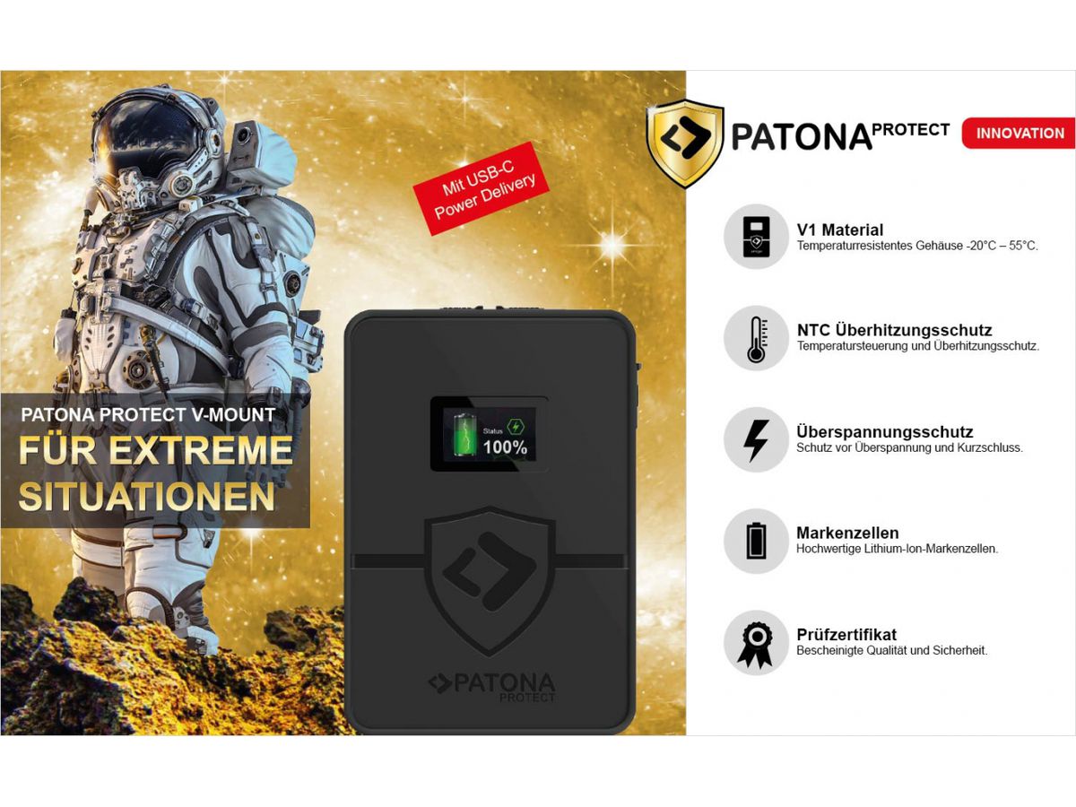 Patona Protect V-Mount BP-95WS USB-C