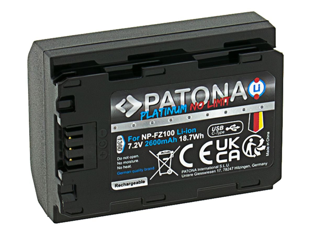 Patona Platinum Akku Sony NP-FZ100 USB-C