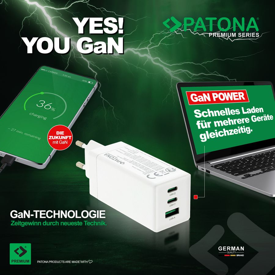 Patona PD100W 3 Port GaN + Powerbank Set