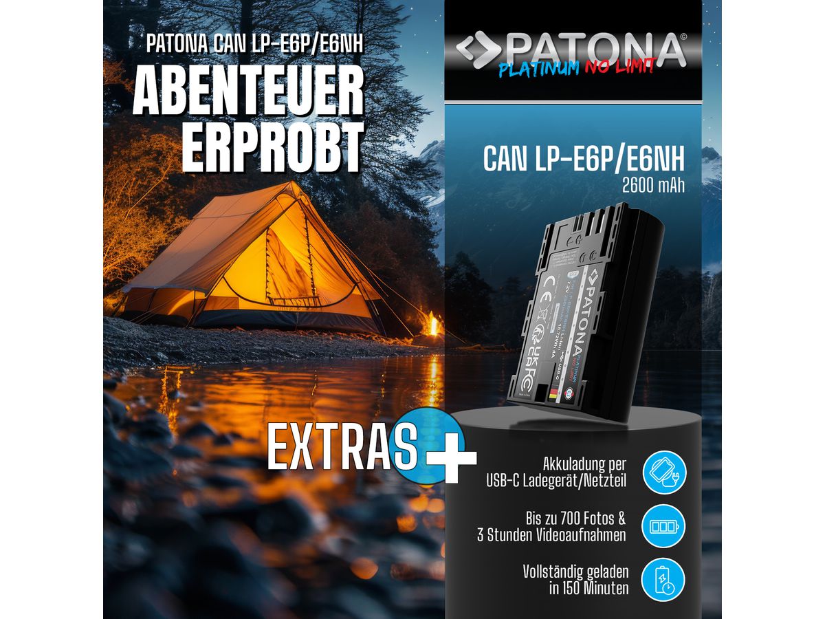 Patona LP-E6P Set Ladegerät + 2 Akkus