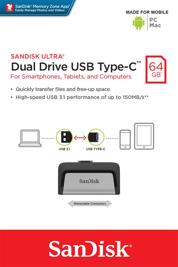 SanDisk Ultra USB 3.0 Dual Type-C 64GB