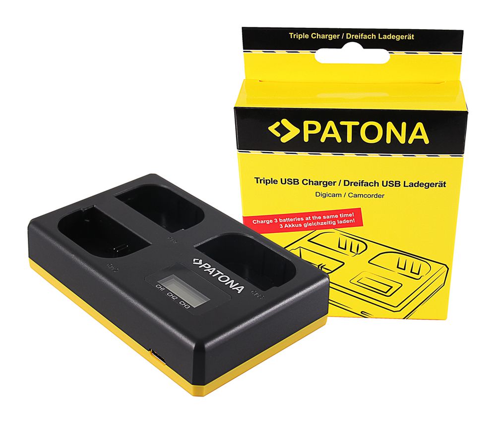 Patona Triple Ladegerät USB Canon LP-E6