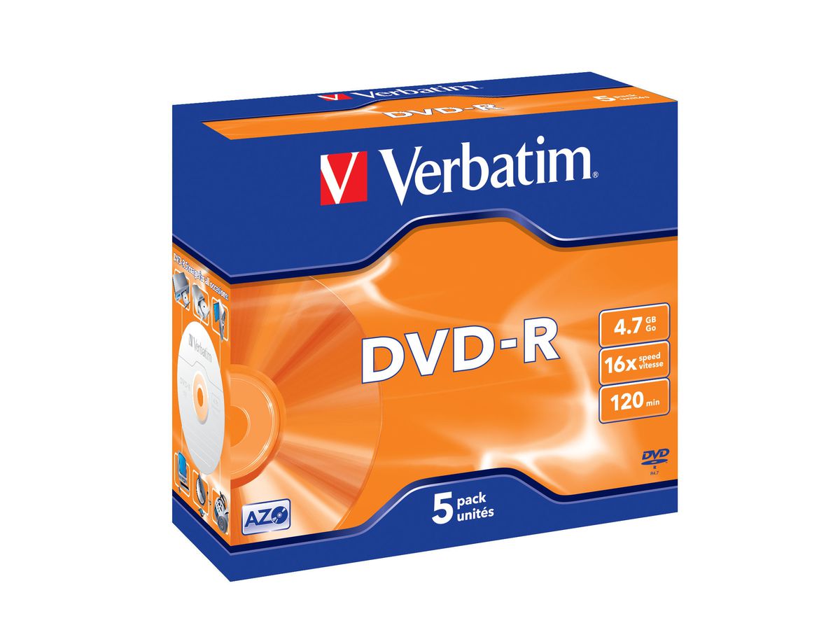 Verbatim DVD-R Jewel 4.7GB 16x 5 Pack