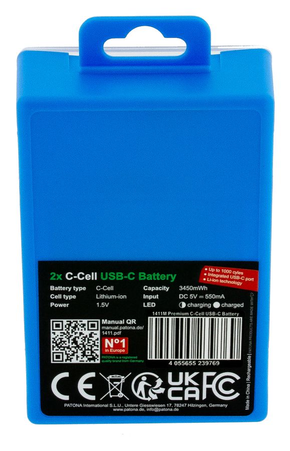 Patona Premium Akku 2x LR14 USB-C