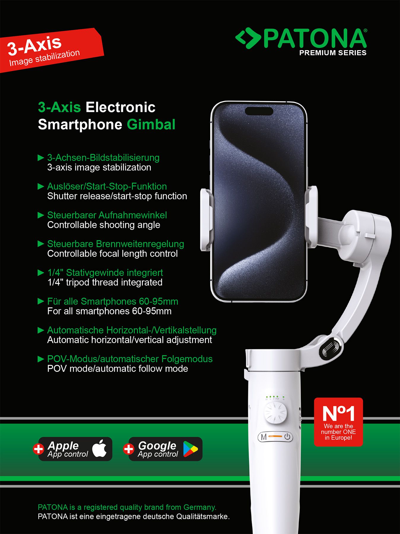 Patona 3-Achsen Gimbal Smartphone