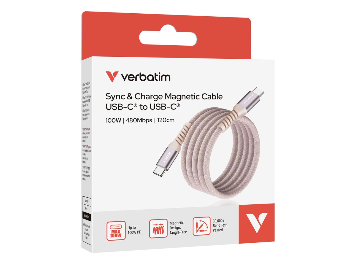 Verbatim Magnetic Cable USB-C 100W Pink