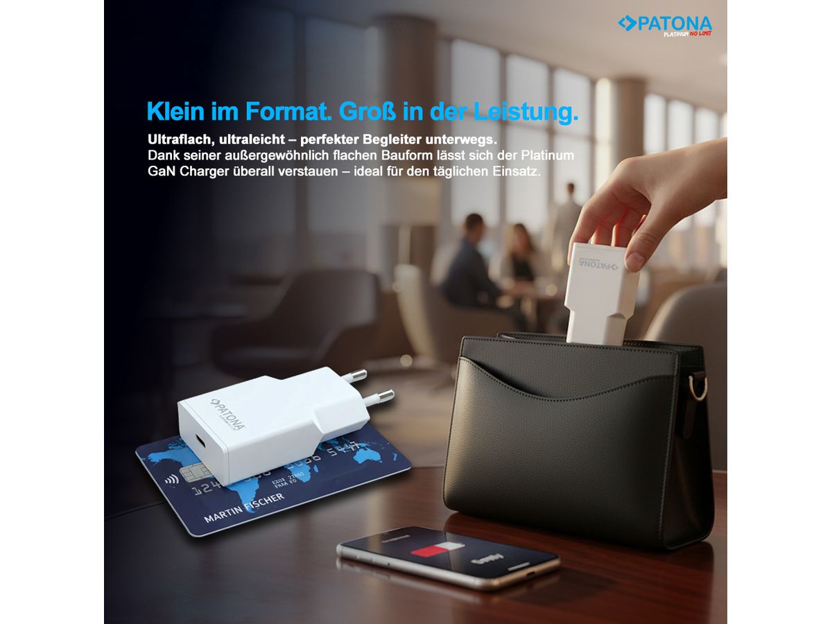 Patona GaN Flat PD 20W USB-C Black