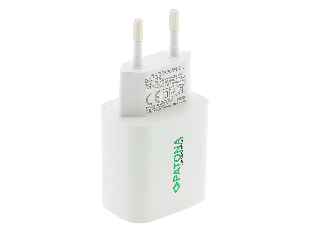 Patona Chargeur USB-C 20W Blanc