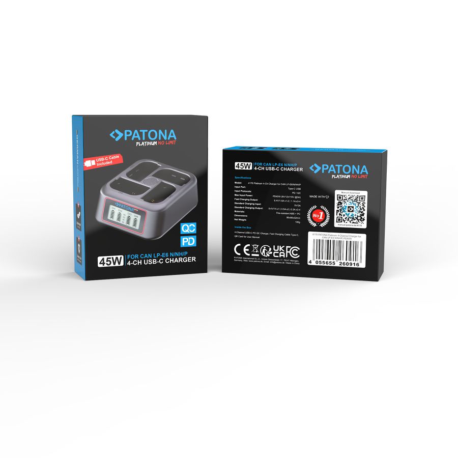 Patona 4-Port Fast Charger Canon LP-E6