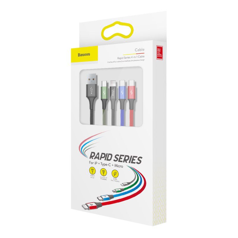 Baseus USB-A 4-in-1 Cable 1.2m Black