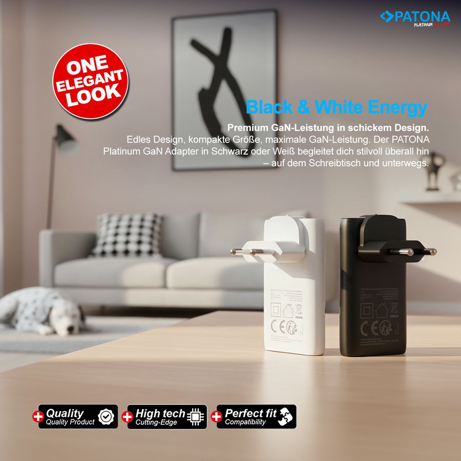 Patona GaN Flat PD 65W 2x USB-C Black