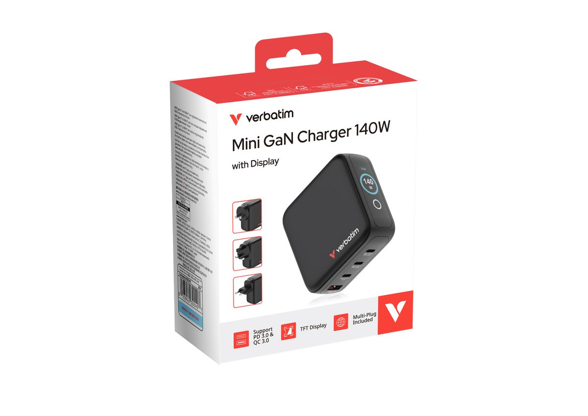 Verbatim Mini GaN Charger 140W Display