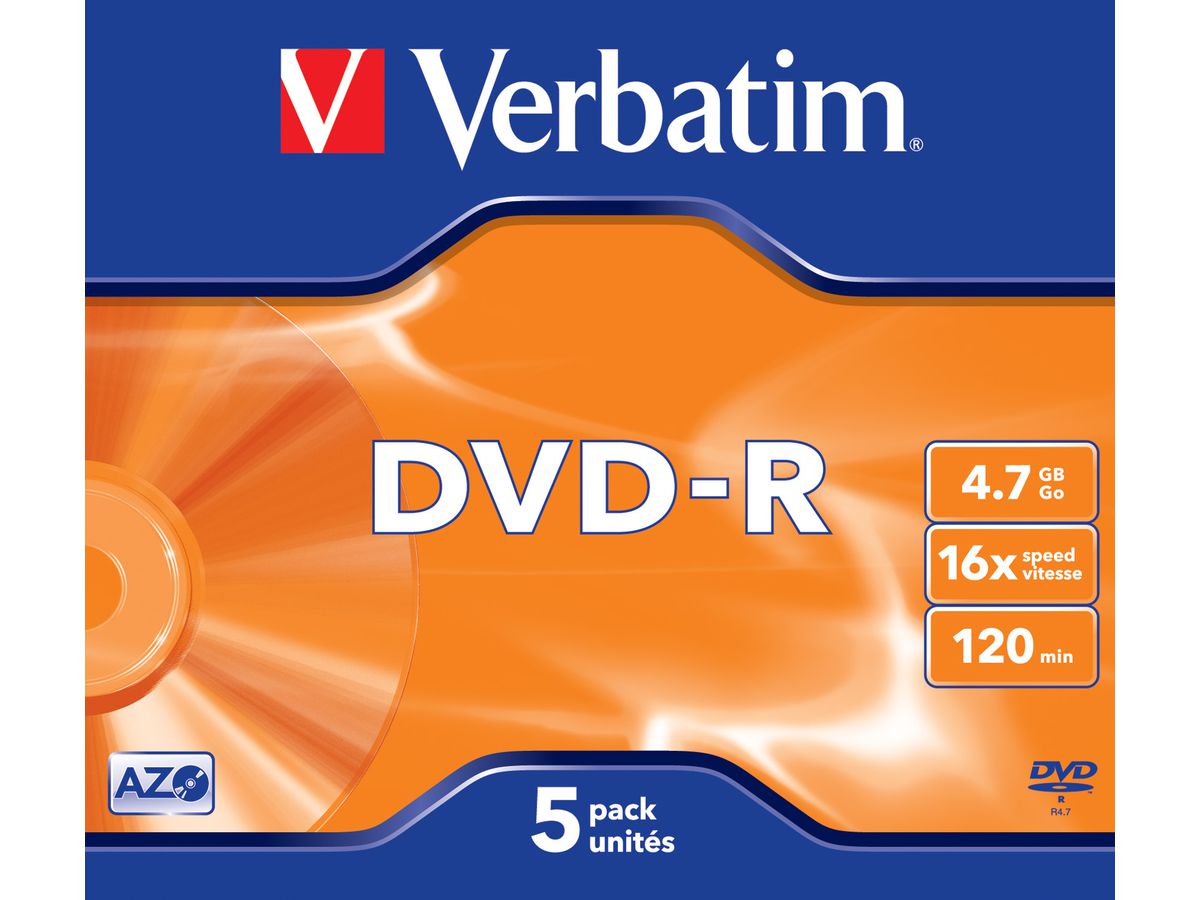 Verbatim DVD-R Jewel 4.7GB 16x 5 Pack