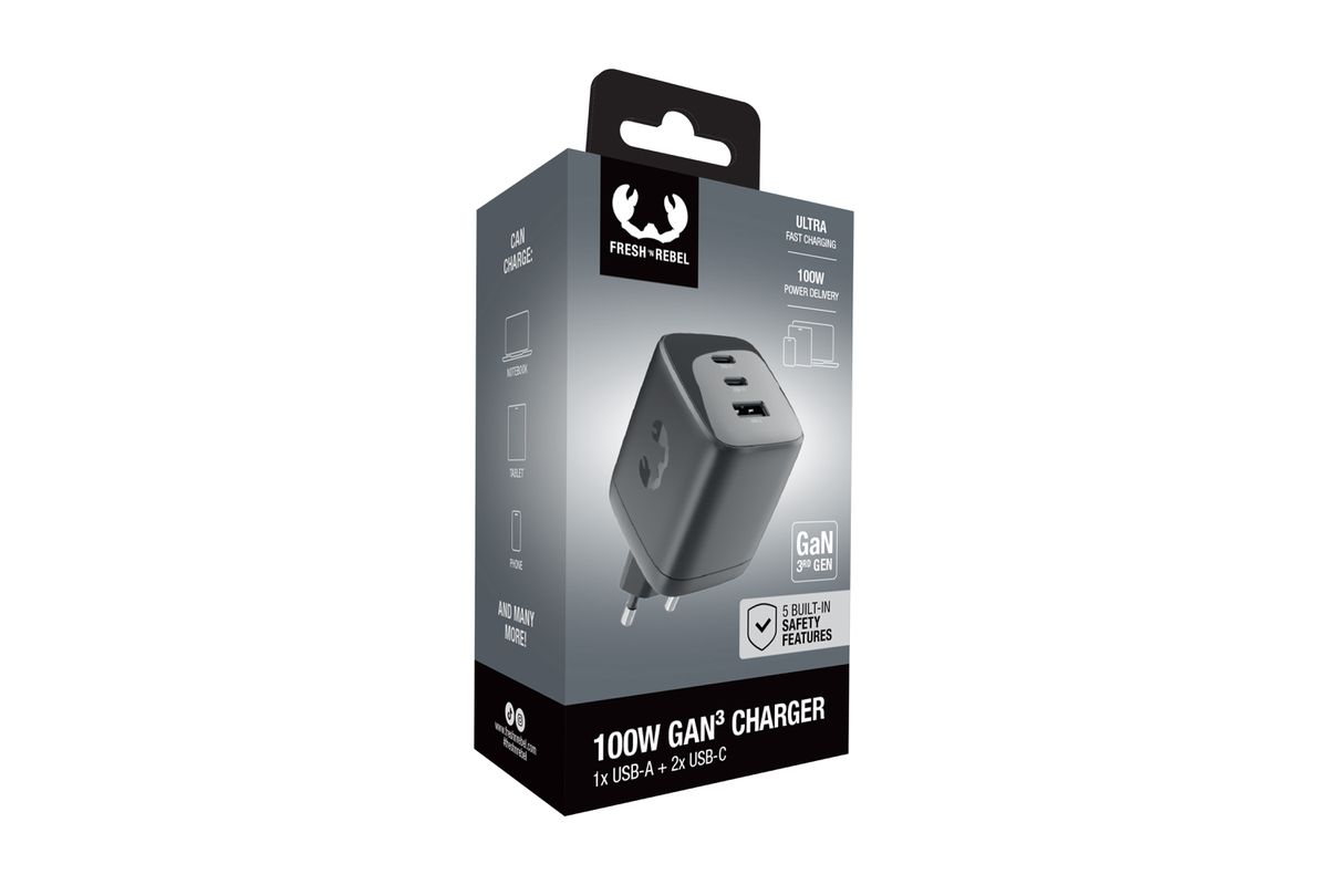 Fresh 'n Rebel Wall Charger Grey 100W