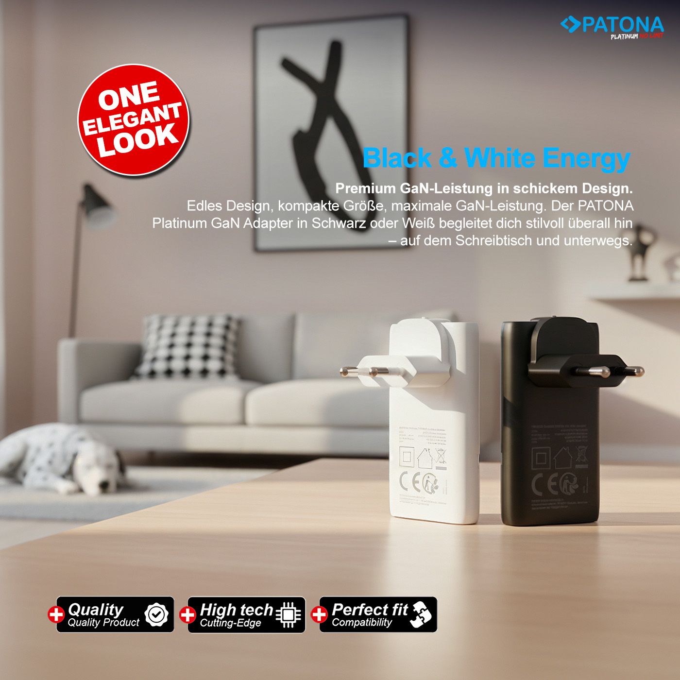 Patona GaN Flat PD 65W 2x USB-C Black