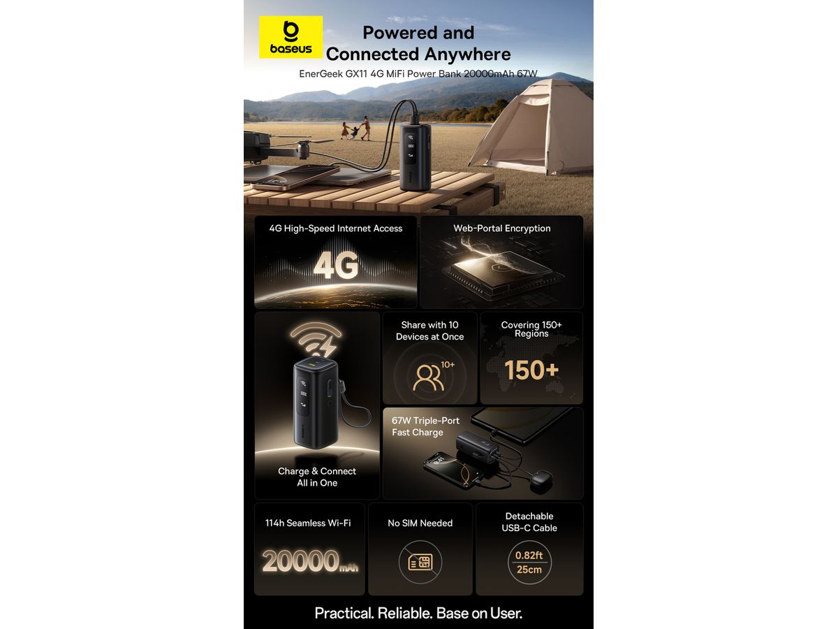 Baseus EnerGeek MiFi PB 20000mAh 67W Bl.