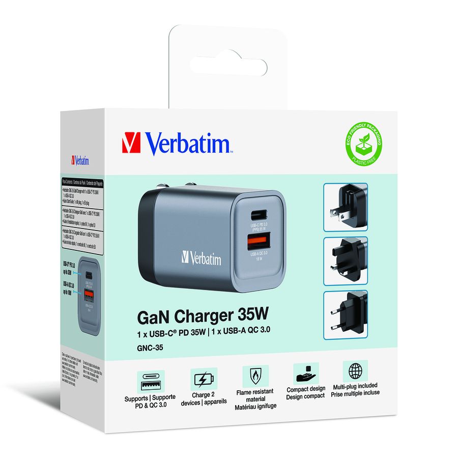 Verbatim GaN 2 Port Charger 35W