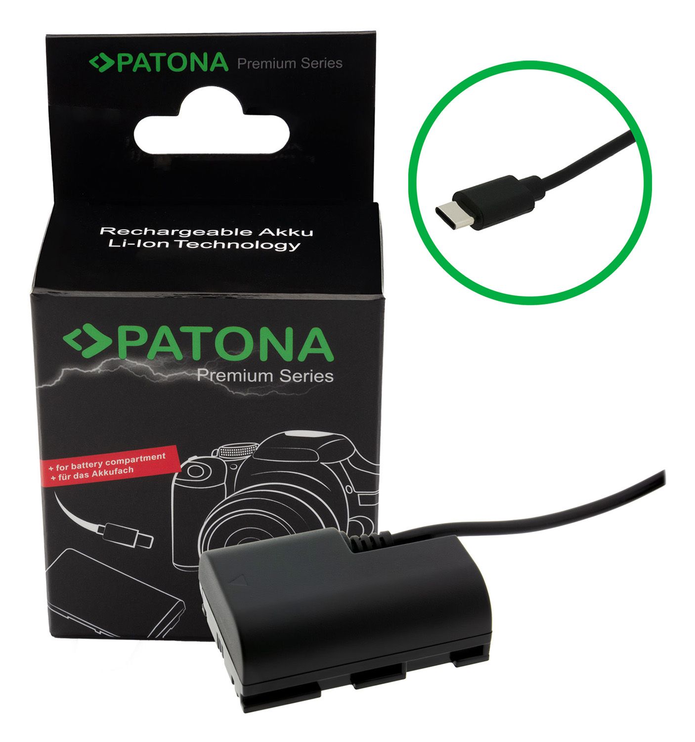 Patona USB-C Input Akku-Adapter LP-E6P