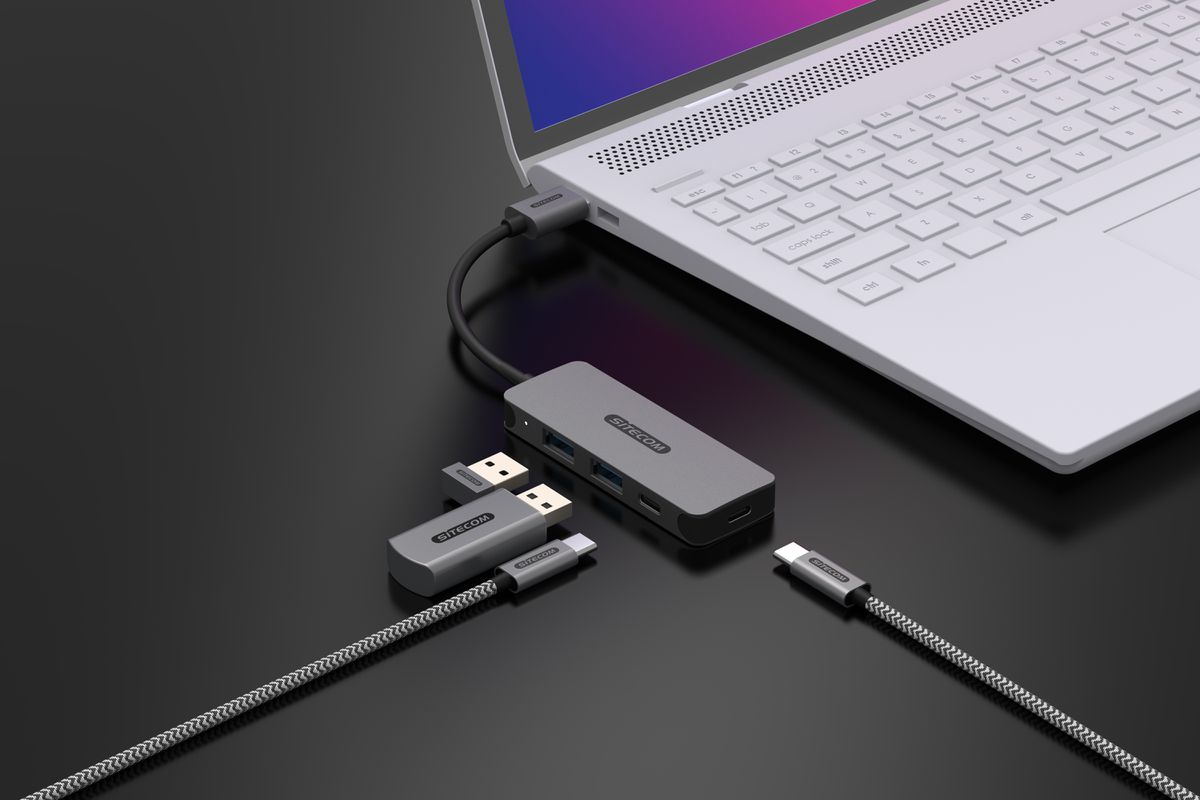 Sitecom USB-A to 2x USB-A + 2x USB-C Hub