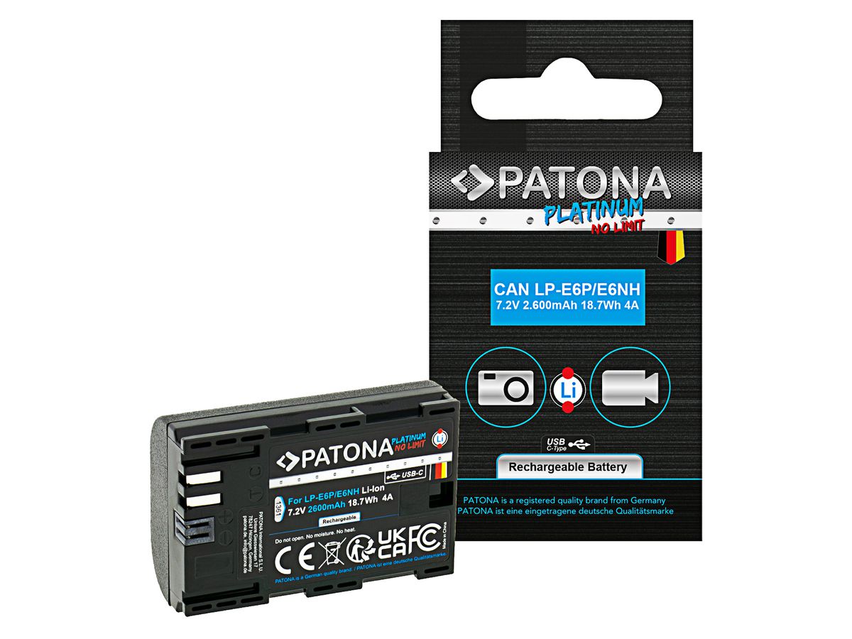 Patona LP-E6P Set Ladegerät + 2 Akkus