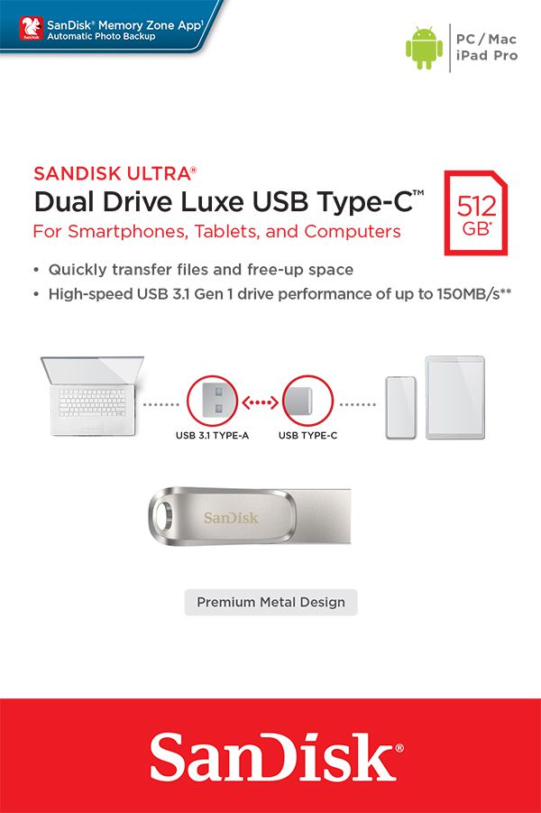 SanDisk Ultra USB Dual Luxe Type-C 512GB