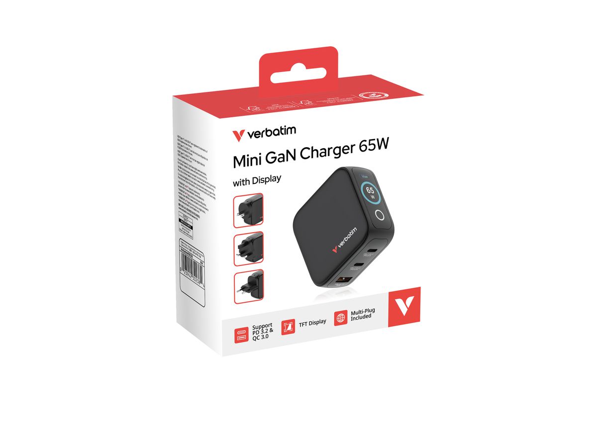 Verbatim Mini GaN Charger 65W Display