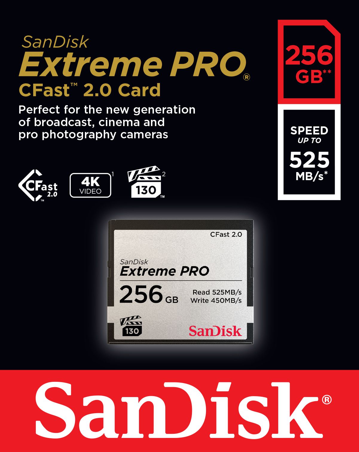 Sandisk CFast ExtremePro 525MB/s 256GB