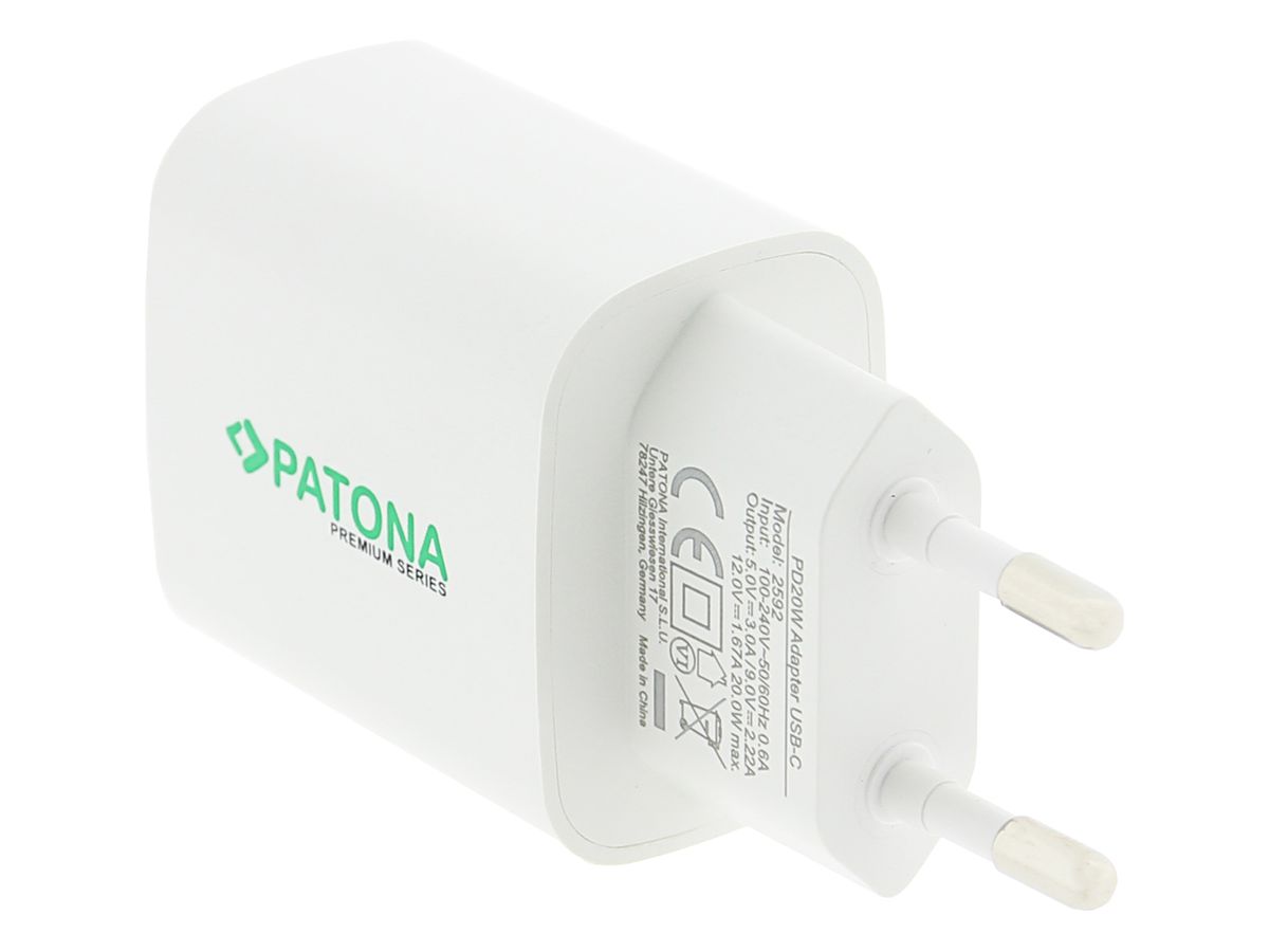 Patona Chargeur USB-C 20W Blanc