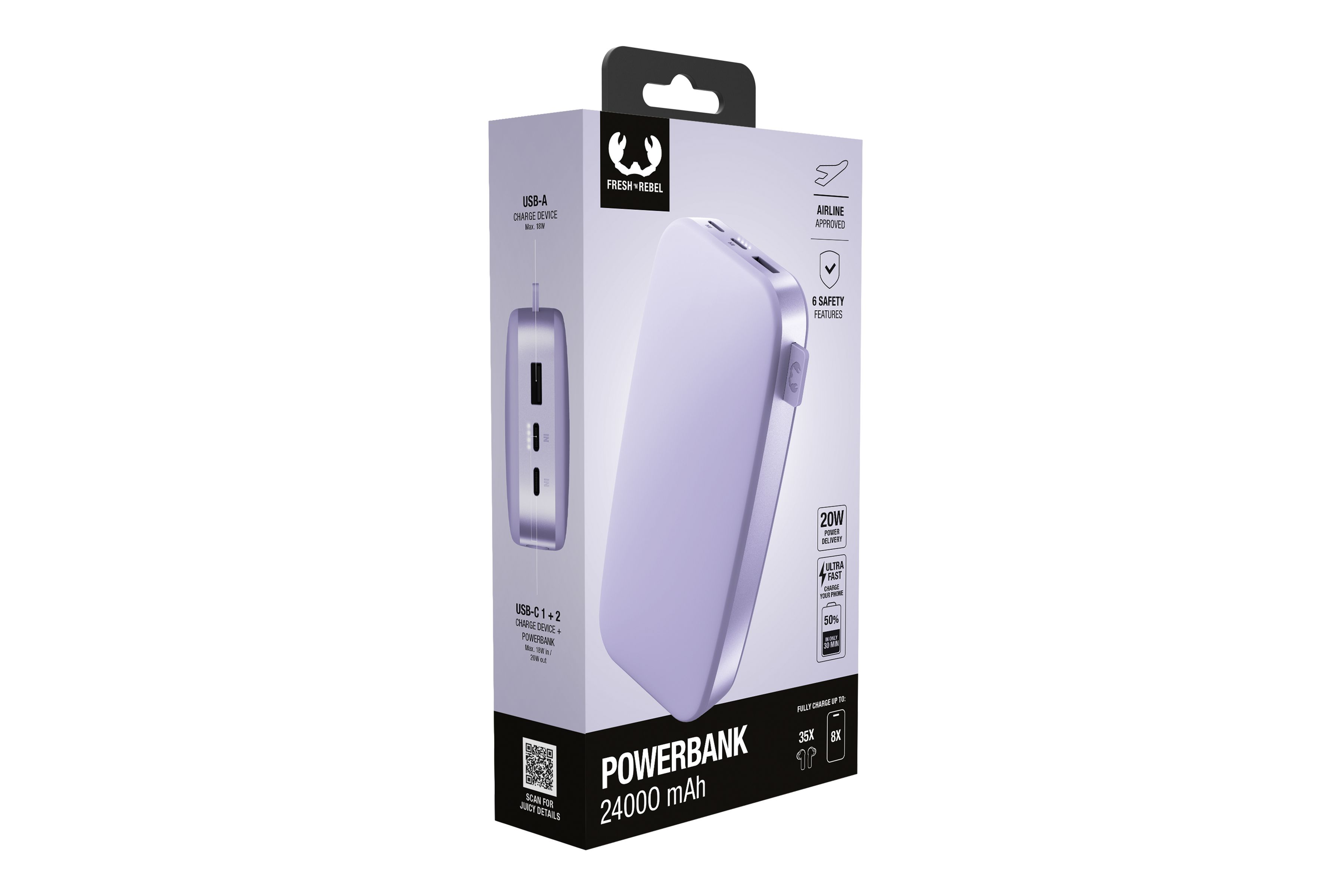 Fresh 'n Rebel Powerbank 24000 mAh Lilac