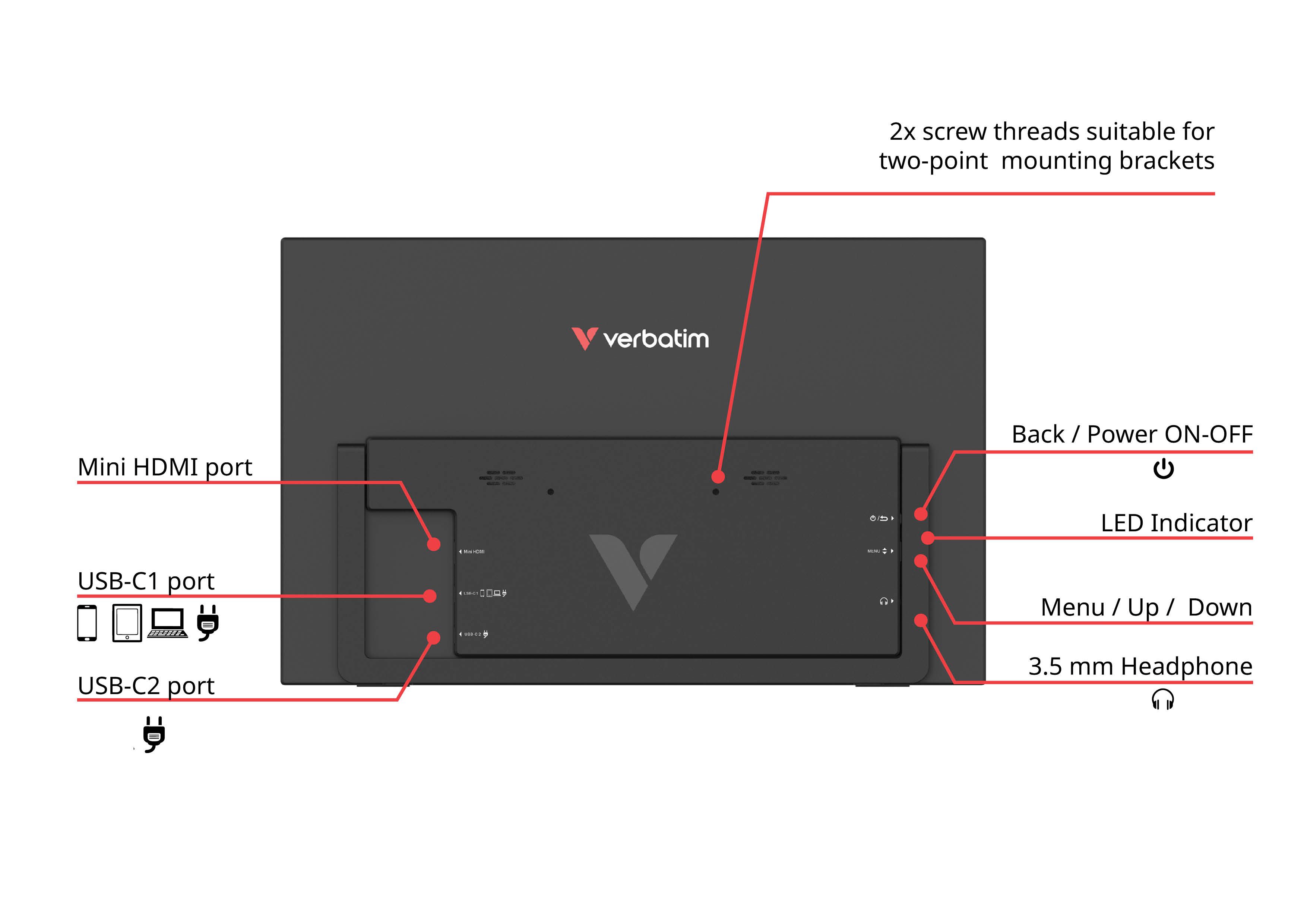 Verbatim Portable Monitor 15.6" Light