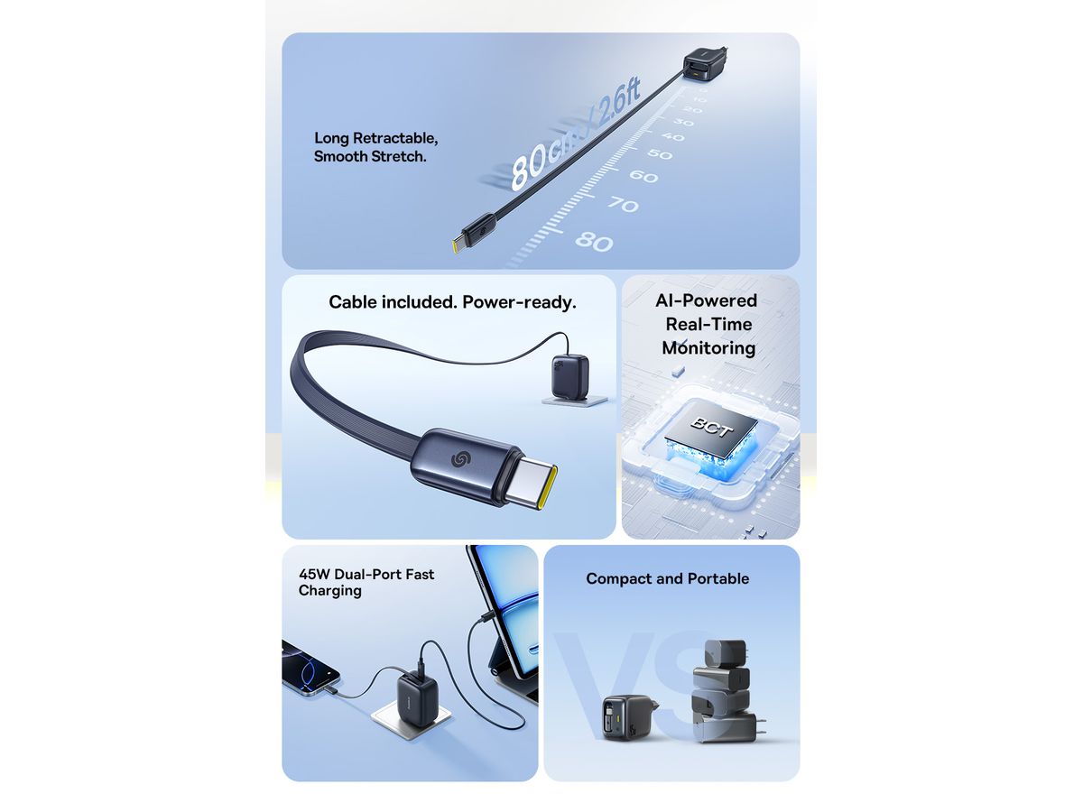 Baseus EnerCore Fastcharg.45W Retr.Cab.