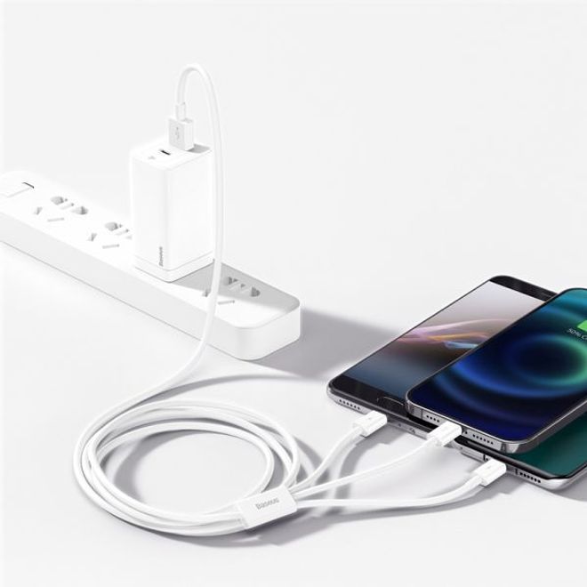 Baseus USB-A 3-in-1 Cable 1.5m White