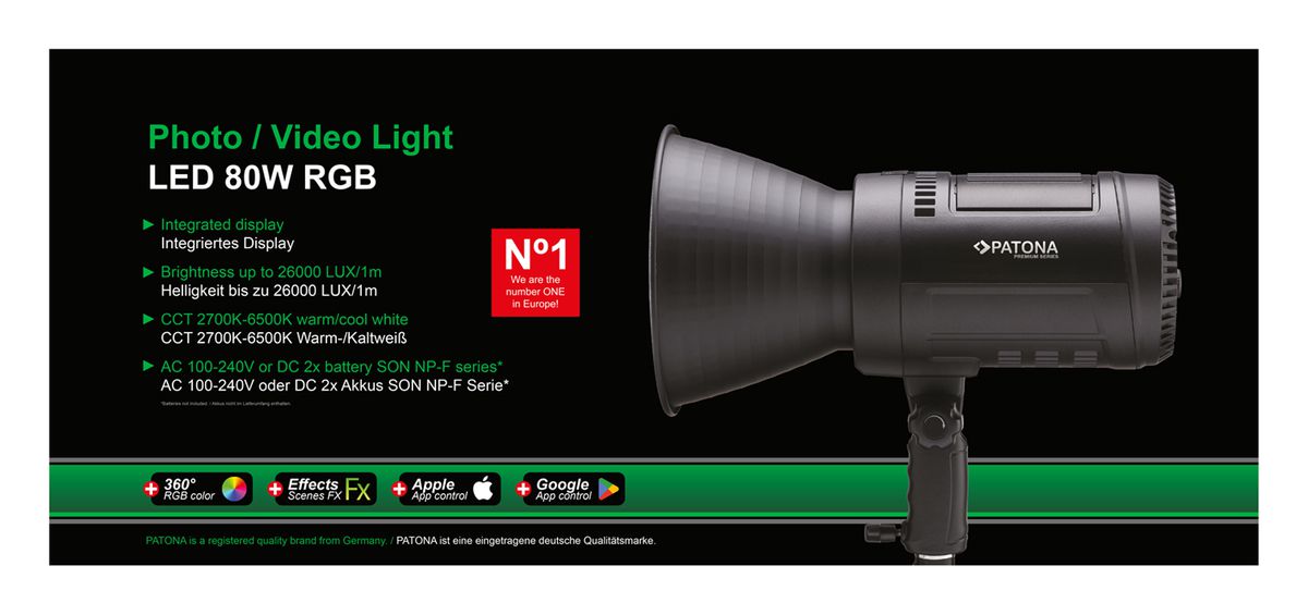 Patona Premium COB-LED 80W RGB APP