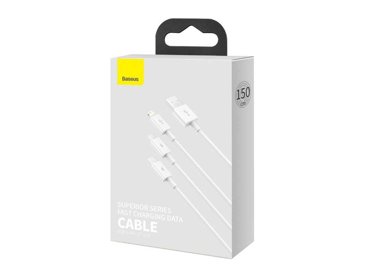 Baseus USB 3-in-1 Cable 1.5m White