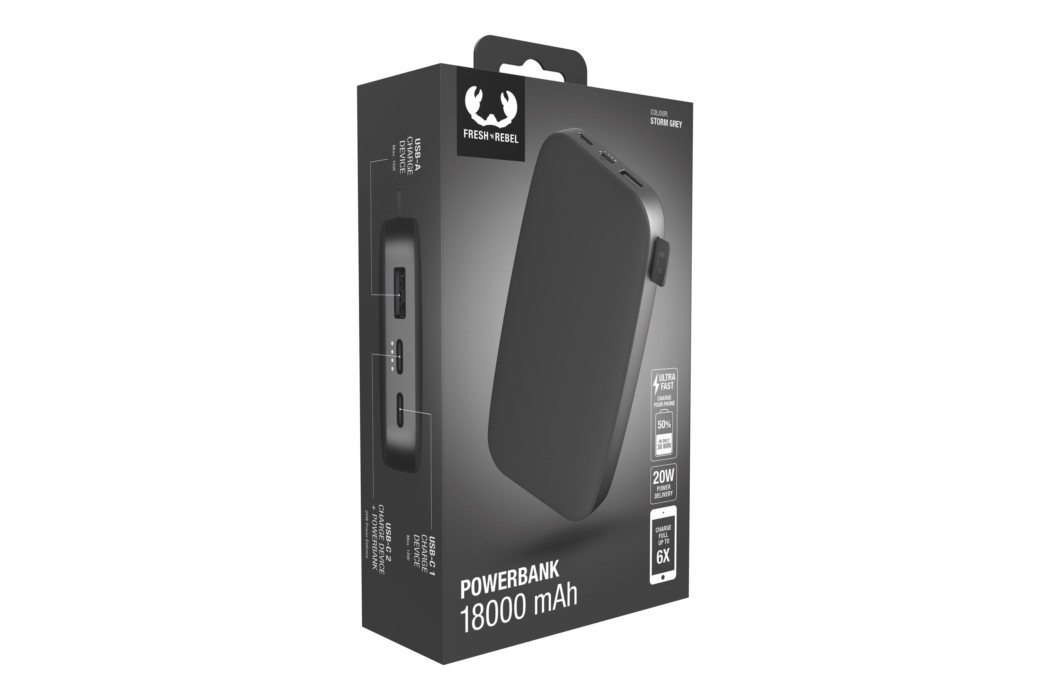 Fresh 'n Rebel Powerbank 18000 mAh Grey
