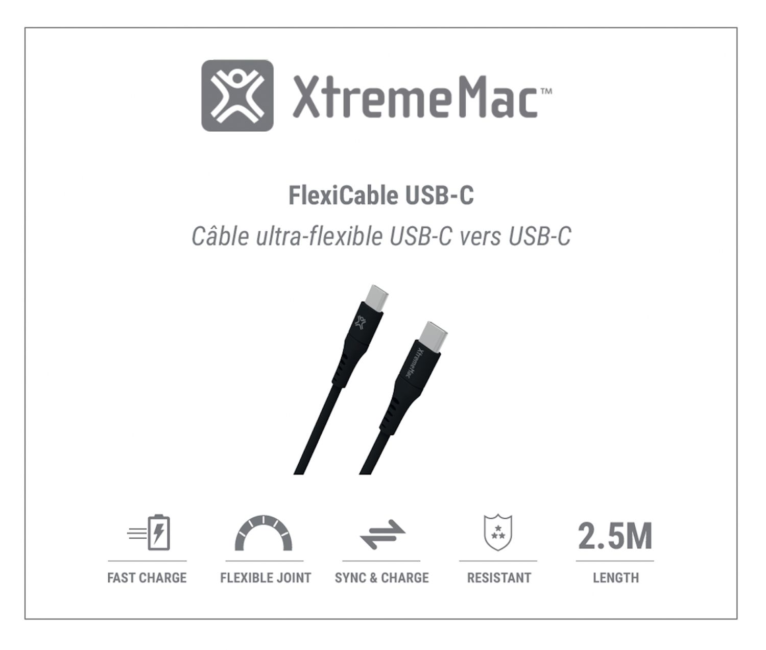 XtremeMac Flexi USB-C to USB-C 2.5m