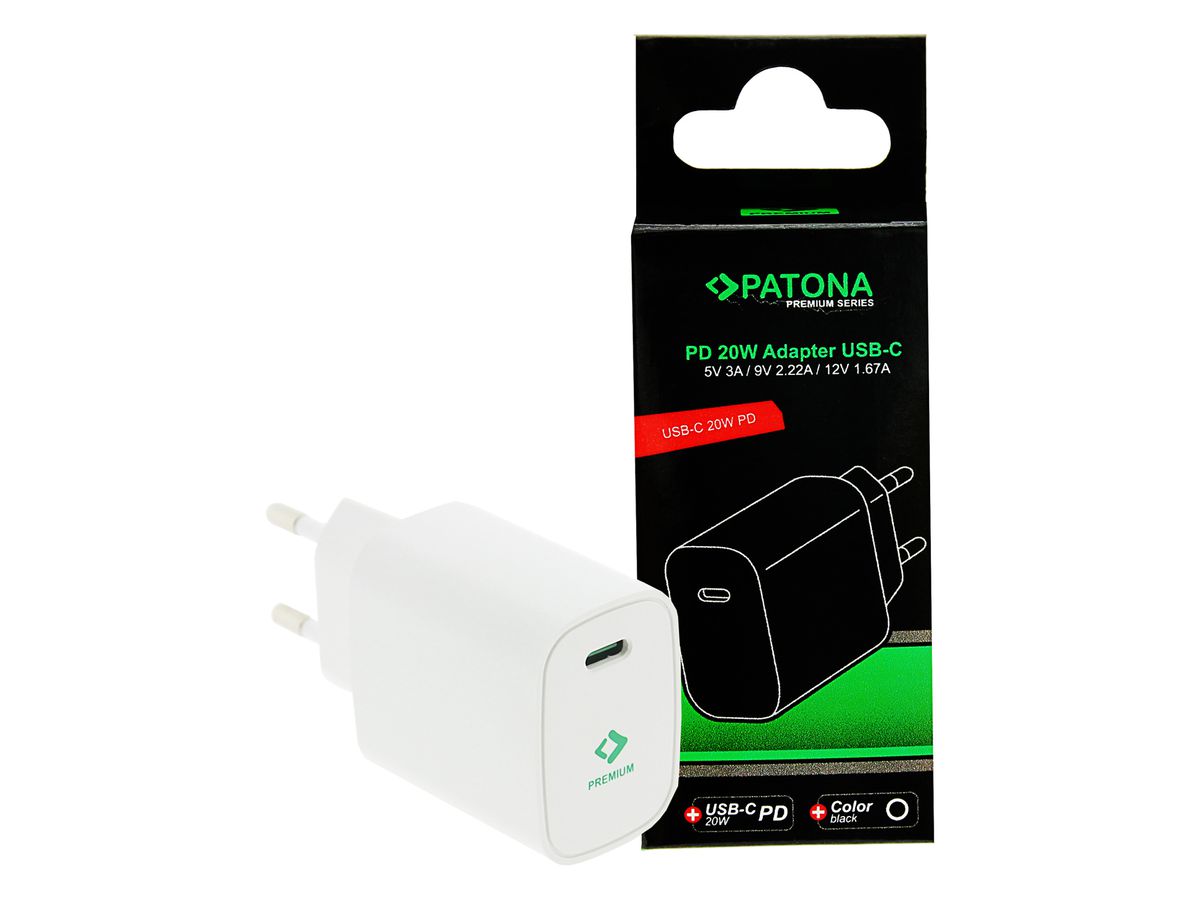 Patona Chargeur USB-C 20W Blanc