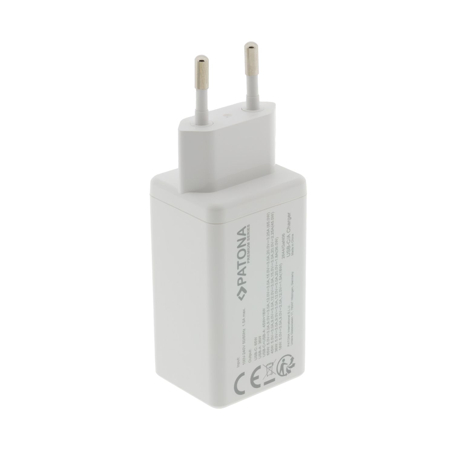 Patona GaN PD 65W USB-C + USB-A white