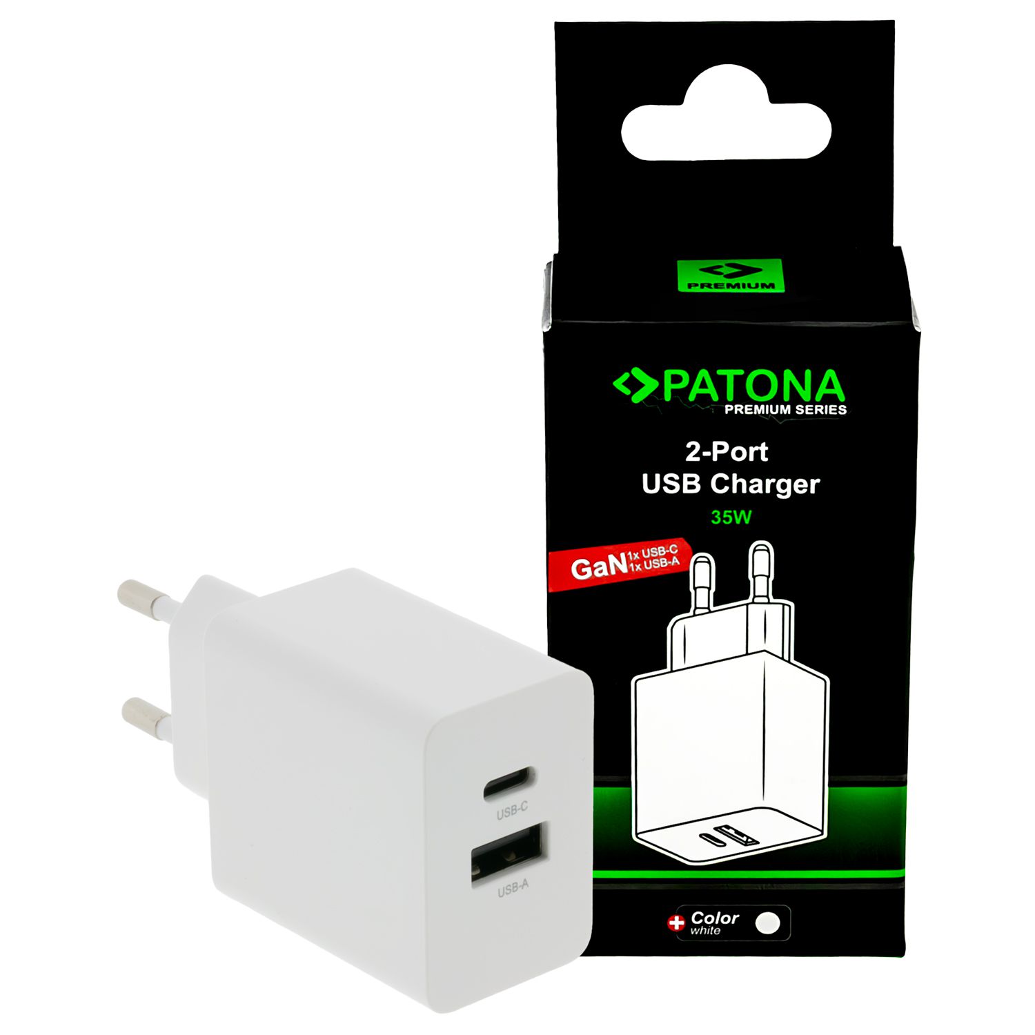 Patona GaN PD 35W USB-C USB-A white