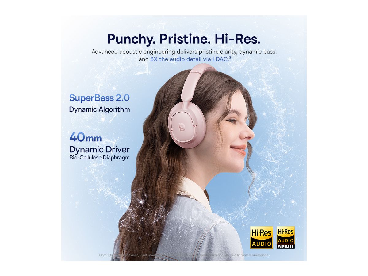 Baseus Bass BH1 NC Wirel.ANC Headph.Pink