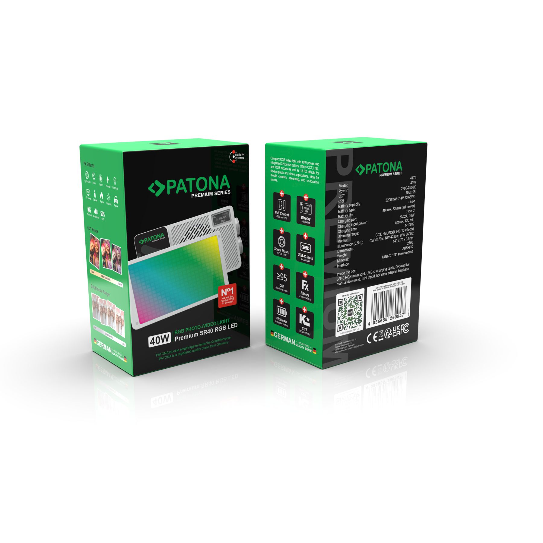 Patona Premium SR40 RGB LED Videoleuchte