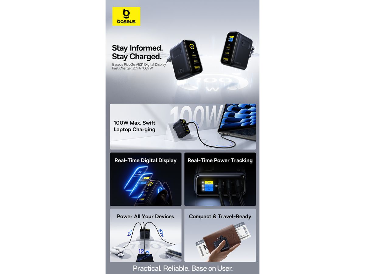 Baseus PicoGo Display Fastcharg.100W Bl.