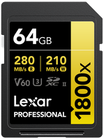 Lexar 1800x UHS-II SDXC 64GB Gold
