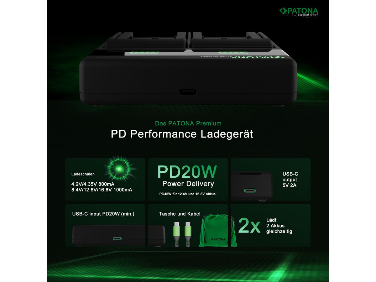 Patona Dual PD Sony NP-FM500 USB-C