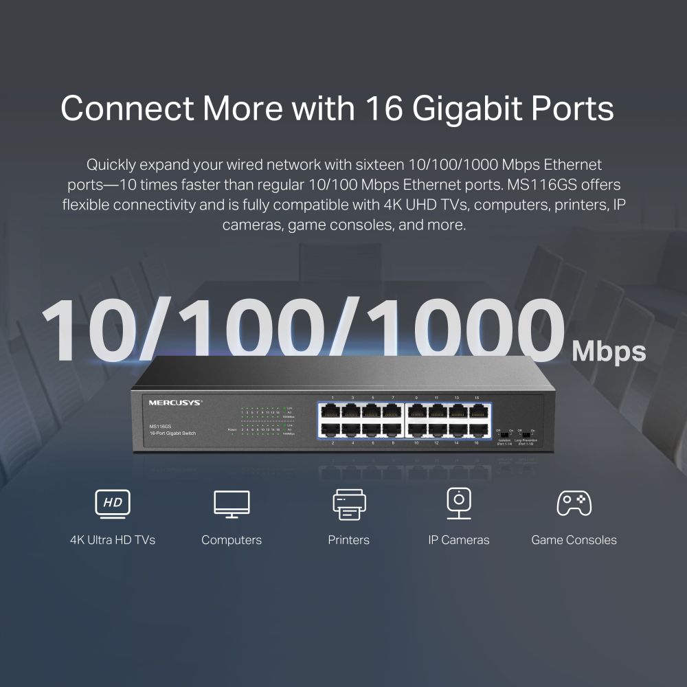 Mercusys 16-Port Gigabit Desktop Switch