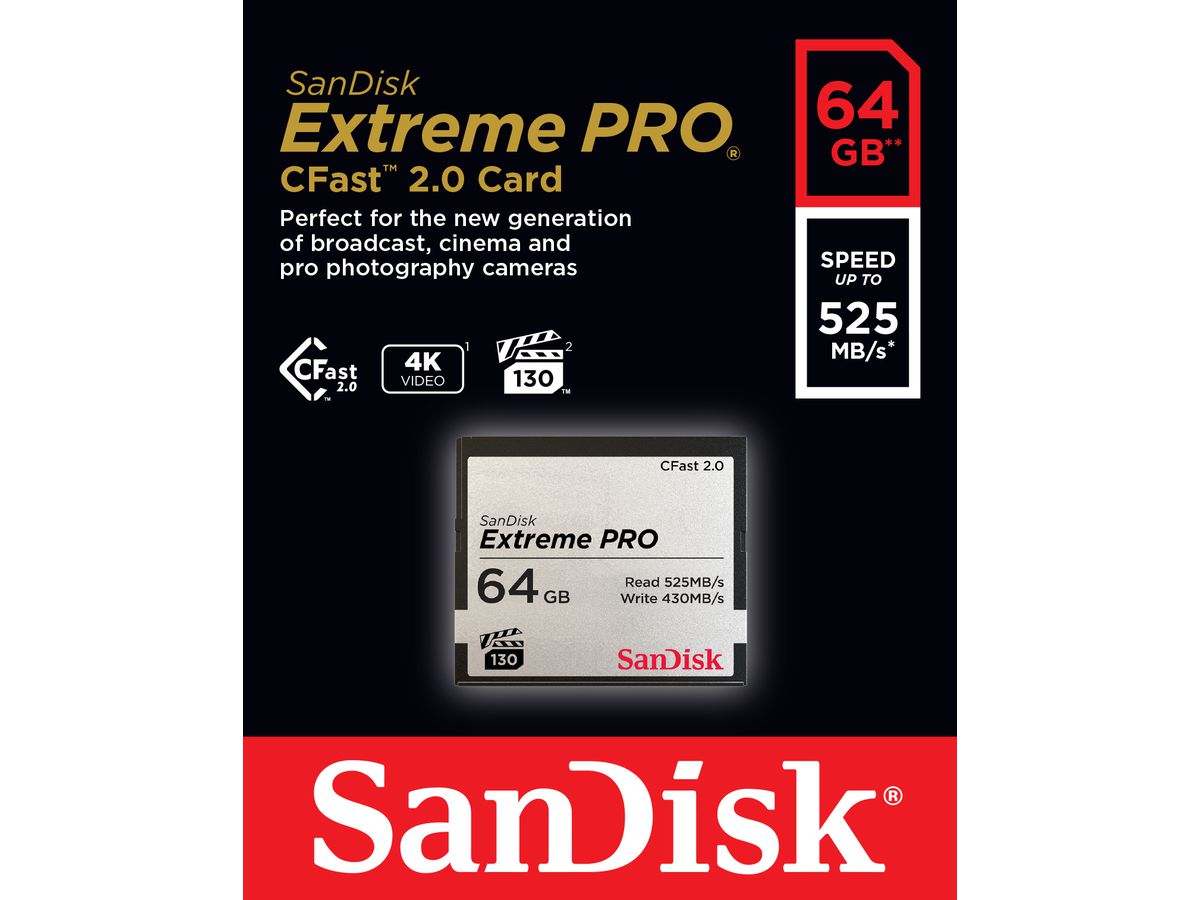 Sandisk CFast ExtremePro 525MB/s 64GB